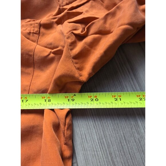 Silkland Womens 100% Silk Button-Up Orange Shirt With Front Pockets Size L - Picture 5 of 5